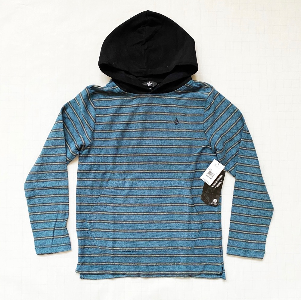 NWT Volcom Stripe Hooded Long Sleeve Top